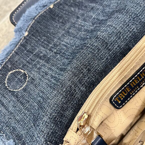 True Religion: Women's Y2K Frayed Denim Crossbody Adjustable Shoulder Bag - Picture 11 of 13